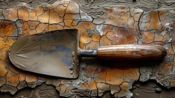 métal spatule repos sur mur photo