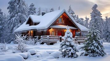 rustique loge neigeux paysage photo