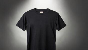 une noir t - chemise sur une gris Contexte photo