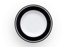 magnifique vaisselle assiette vu de au dessus sur blanc Contexte photo