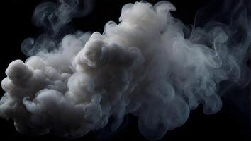 fumée, brouillard, brume , sur une complètement noir Contexte pour superposition le écran photo