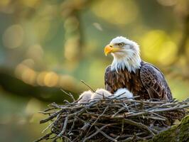 chauve Aigle dans le nid photo