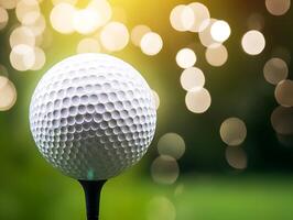 le golf Balle sur tee avec bokeh Contexte photo