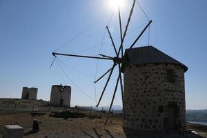 vieux Moulin à vent sur le collines de Bodrum, dinde photo