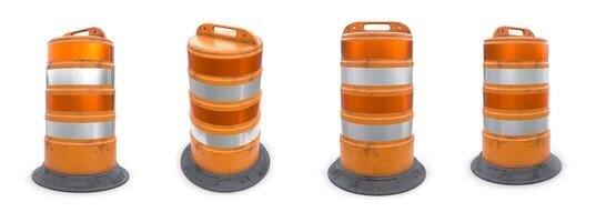 Orange circulation barrière avec réfléchissant route autocollants, illustration pour ensemble conception photo