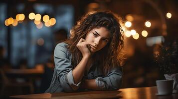 femme dans dépression. concept émotif Burnout, stress et mental désordre. photo