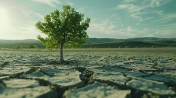 croissance de des arbres dans sécheresse crise vivant avec arbre sécheresse. photo