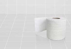 toilette papier dans blanc céramique tuile pièce photo