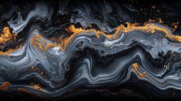 une visuellement frappant abstrait La peinture avec une audacieux combinaison de noir et or couleurs photo