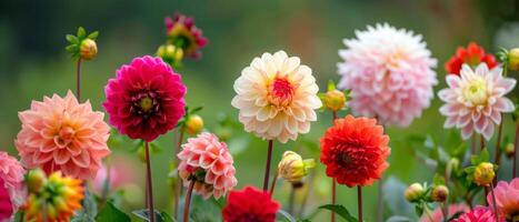 luxuriant dahlia jardin dans plein Floraison photo