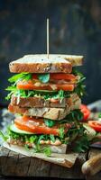 copieux en couches végétarien sandwich sur multi-grain photo