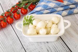 boules de fromage mozzarella dans le bol photo