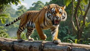 majestueux tigre dans action. la faune gratuit photo