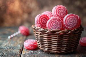 des sucreries produit avec panier professionnel La publicité nourriture la photographie photo