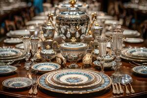 une dîner assiette et coutellerie pour une mariage à une luxe Hôtel La publicité nourriture la photographie photo