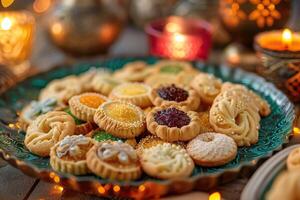 eid Al fitr apporte paix bonheur la prospérité et biscuits. photo