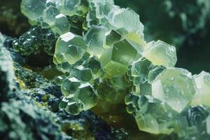 préhnite vert ou Jaune minéral a trouvé dans volcanique rochers. photo