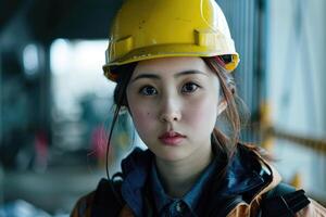 Japonais femme dans travail vêtements Japonais femme dans travail vêtements photo