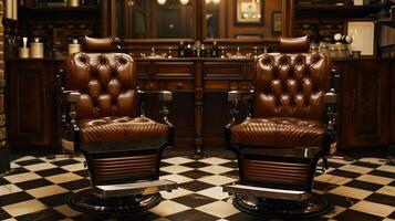 ancien salon de coiffure intérieur avec élégant chaises photo