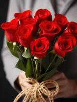 la Saint-Valentin journée rouge des roses bouquet fermer photo