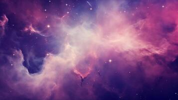 cosmique merveille dans violet étoilé Contexte avec interstellaire nuage formations photo