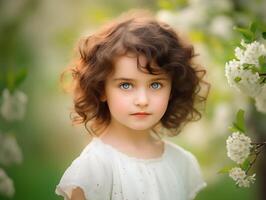 magnifique fille avec fleurs fermer. printemps ou heure d'été concept photo