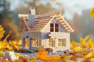 bâtiment une silicate bloquer maison dans une été chalet. photo