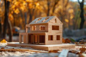 bâtiment une silicate bloquer maison dans une été chalet. photo