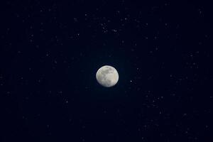 le plein lune dans le foncé nuit. photo