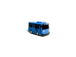 isolé image de une bleu jouet autobus. coup de le côté photo