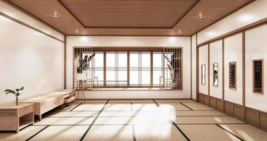 la salle minimale de style japonais design.3d rendu photo