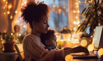 travail à domicile mère équilibrage carrière et bébé photo