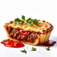 australien Viande tarte et tomate sauceblanche Contexte photo