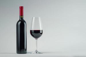 du vin rouge du vin bouteille et verre sur blanc Contexte photo