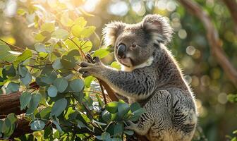 koala câlins eucalyptus branche photo