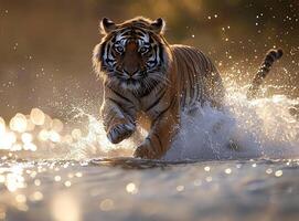 tigre des sauts, l'eau explose photo