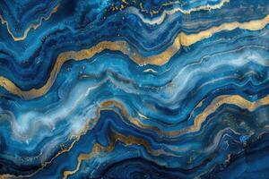 luxueux océan inspiré art avec bleu et or accents. photo