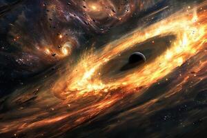 ai généré illustration de une étoile et une supermassif noir trou photo