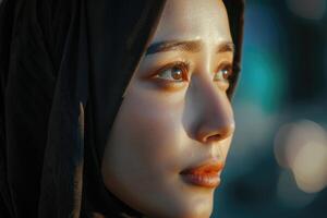 ai généré portrait de magnifique musulman asiatique femme photo