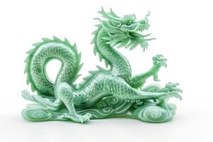 ai généré jade dragon isolé sur blanc Contexte photo