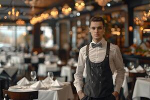 salle Personnel dans restaurant. serveur. serveuse. photo