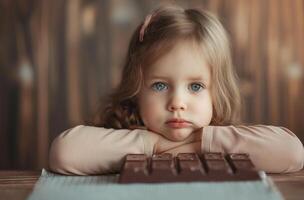 ai généré enfant avec Chocolat photo