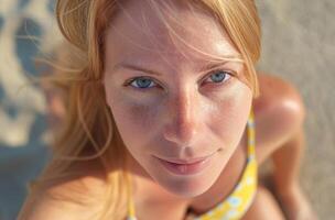 taches de rousseur femme plage portrait photo