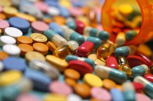 une variété de coloré médical pilules photo