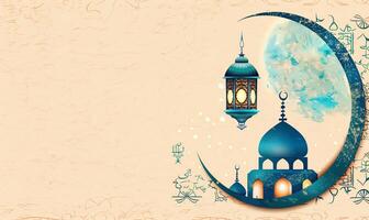 ai généré le thème de le musulman vacances Ramadan eid moubarak. Contexte dans islamique arabe style photo