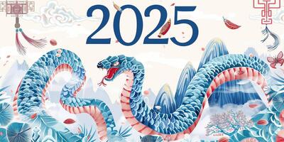 ai généré illustration pour culturel fête de chinois Nouveau année 2025 serpent zodiaque symbole photo