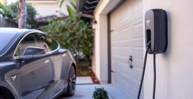 technologique mise en charge pour électrique Véhicules. le sujet de alternative énergie à protéger le environnement photo