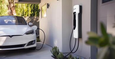 technologique mise en charge pour électrique Véhicules. le sujet de alternative énergie à protéger le environnement photo