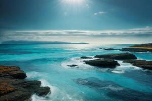 une vue de le océan de au dessus avec vagues photo