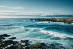 une vue de le océan de au dessus avec vagues photo